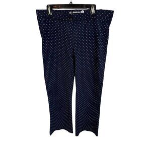 Betabrand Women's XL Navy Dot Straight Leg Mid-Rise Dress Pants Faux Pockets